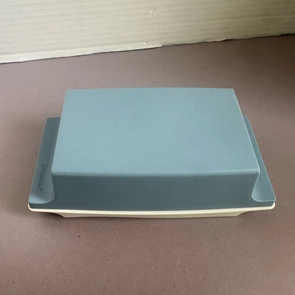 Tupperware Blue and Cream Butter Dish